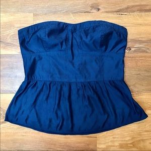 AE Silky Peplum Navy Strapless top M